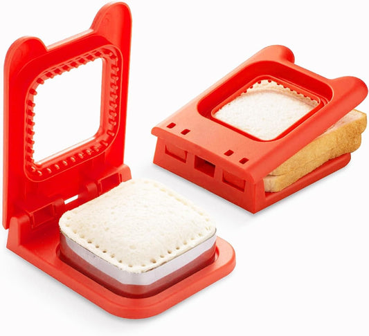 Square Sandwich Maker Cutters in vibrant red, enabling easy shaping of sandwich slices with versatile design.