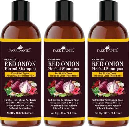 Premium Red Onion Herbal Shampoo (Pack Of 3) - Natural hair care product featuring red onion for strengthened hair and roots