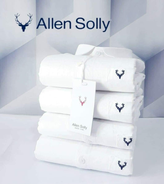 Elegant white shirts with blue stag logo from Allen Solly clothing brand